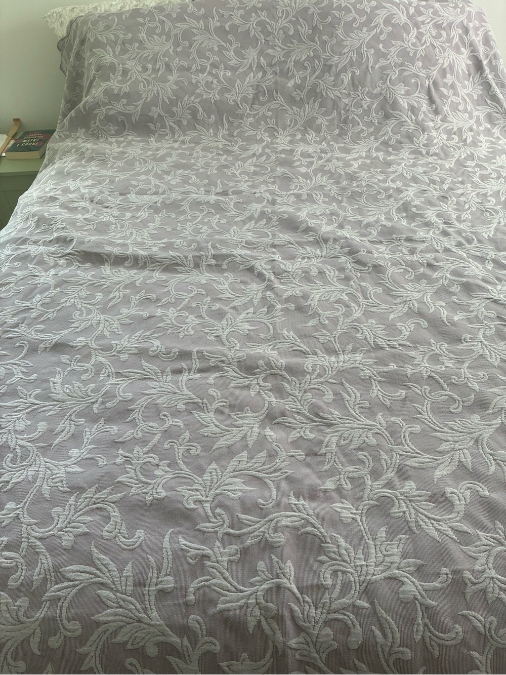 Vtg JCPenney Home Queen Matelasse Quilt Coverlet  Violet Lavender Woven Cotton